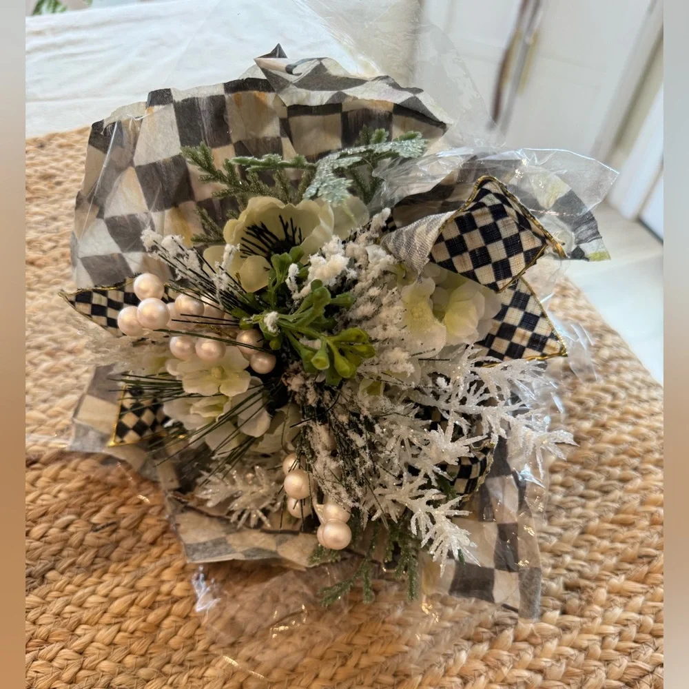 MacKenzie-Childs Black and White Checkered Faux Floral Bouquet